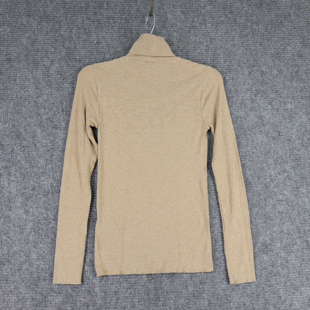 Polo Ralph Lauren Ribbed Stretch Turtleneck Top Womens M Beige Modal Preppy - Picture 5 of 10